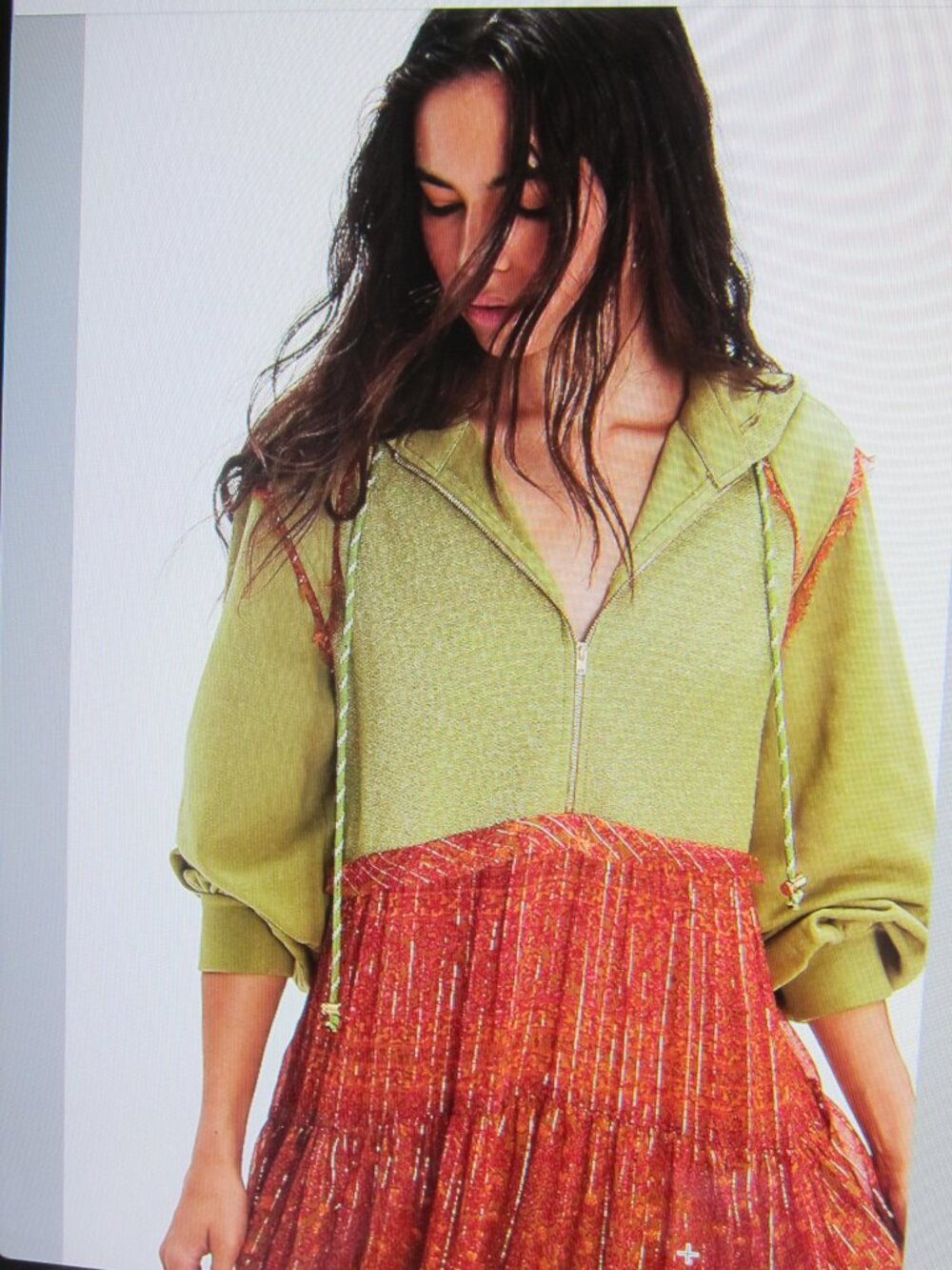 FREE PEOPLE BALI CASSIA Boho Hippie India Sweatshirt Maxi Festival DRESS NWT - Picture 4 of 11